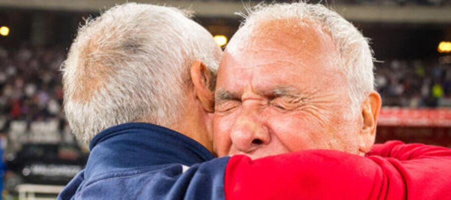Le lacrime di Ranieri (Foto Cagliari Calcio)