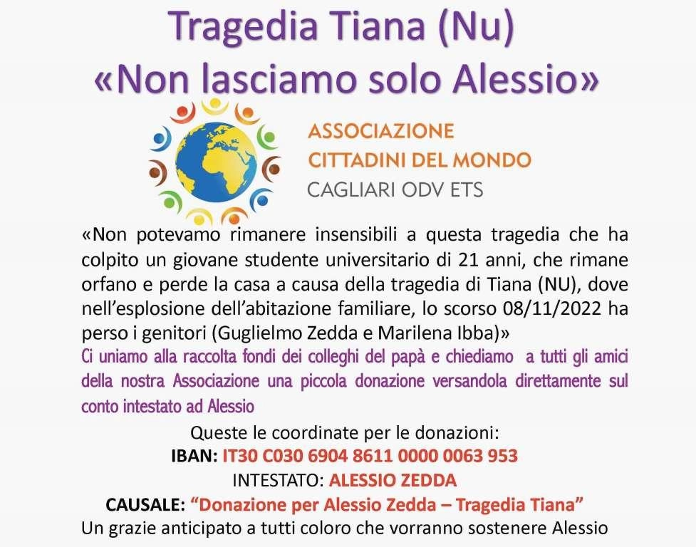 Tragedia di Tiana (Nu) “Non lasciamo solo Alessio” - raccolta fondi a favore di Alessio Zedda
