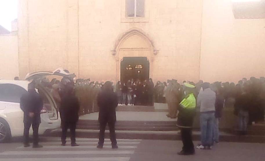 esterno della chiesa di Villasor per i funerali del militare Marco muscas morto di incidente stradale
