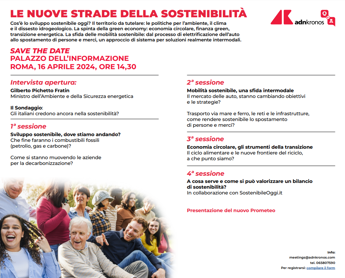 ‘Le nuove strade della sostenibilità’, il 16 aprile evento Adnkronos Q&A