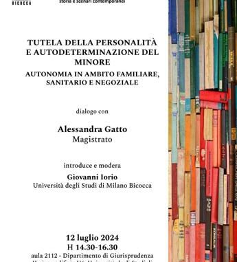 Famiglia, alla Bicocca dialogo con magistrato A. Gatto su autodeterminazione del minore