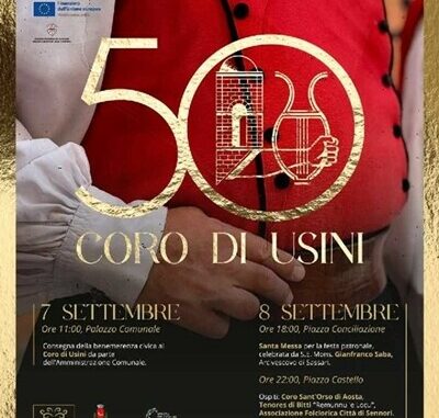 Coro di Usini celebra 50 anni: Benemerenza e Premio alla Carriera al Duo Puggioni 1 Locandina 50 anni coro di Usini