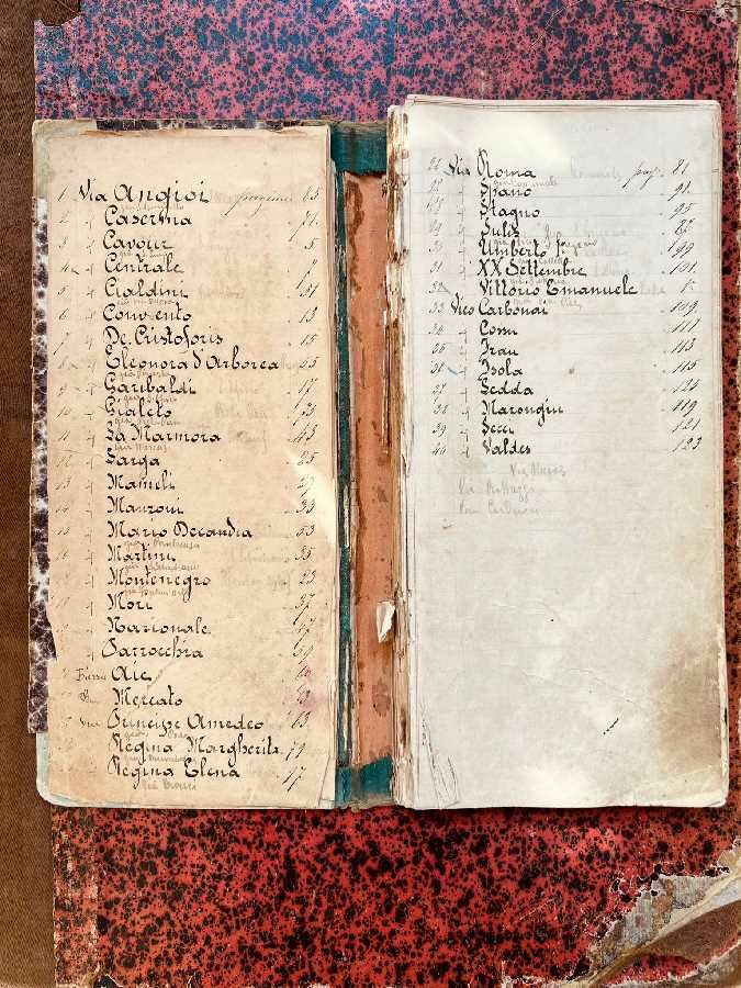Quartu Sant' Elena. Datato lo Stradario dell'Archivio storico, risale al 1900 1 Interno Stradario di Quartu del 1900