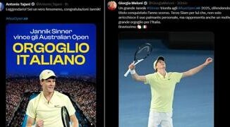 Sinner trionfa agli Australian Open da Tajani a Meloni esulta la politica