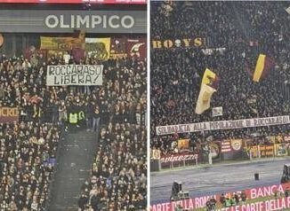 Roccaraso libera lo striscione in Curva Sud per Roma Napoli