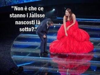 Sanremo in uno scatto la gonna di Miriam Leone e i Jalisse la vignetta di Osho