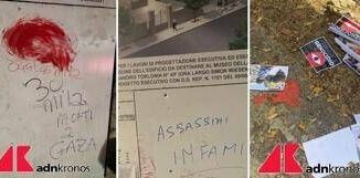 Escrementi testa maiale e volantini pro Palestina al cantiere museo Shoah di Roma FOTO