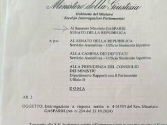 Giustizia Gasparri Ringrazio Nordio per risposte a mie interrogazioni