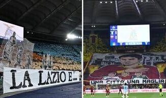 Lazio Roma il derby delle curve e delle coreografie Video