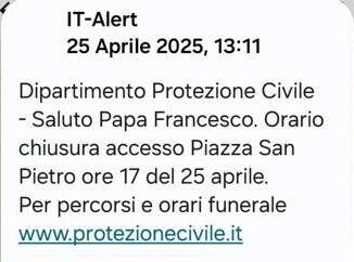 Papa Francesco IT Alert sui telefoni stupore e spavento tra i cittadini