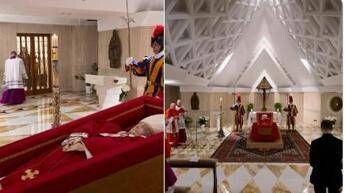 Papa Francesco diffusa prima immagine della salma veste liturgica rossa e rosario tra le mani