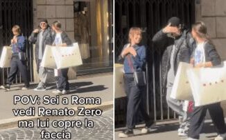 Renato Zero fan lo riprende per strada e lui si copre il volto polemica social