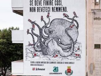 Donazione asta benefica e murale Ichnusa contro labbandono del vetro