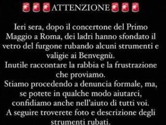 I Benvegnu Ci hanno rubato gli strumenti aiutateci a trovarli