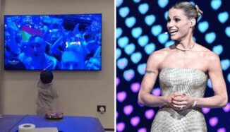 Michelle Hunziker allEurovision la reazione del nipotino Cesare Ma e nonna