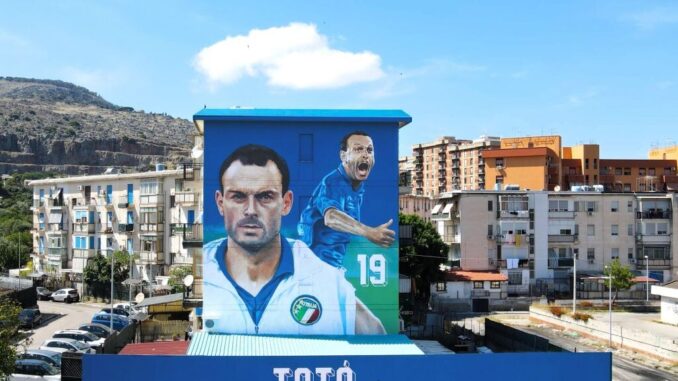 Al Cep di Palermo il murale di Scalisi Palminteri dedicato a Schillaci